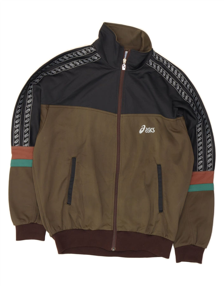 Giacca da tuta vintage ASICS da uomo IT 48 Colorblock verde medio