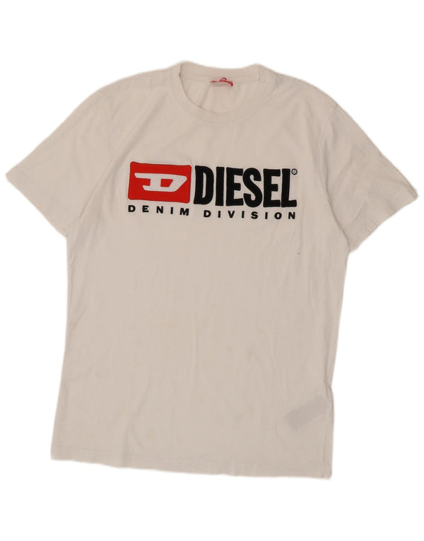 Diesel Mens Graphic T-Shirt Top XL White Cotton