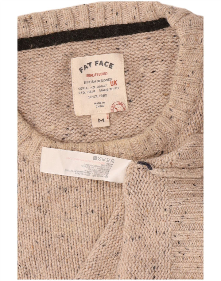 Fat Face Mens Crew Neck Jumper Sweater Medium Beige Flecked Cotton