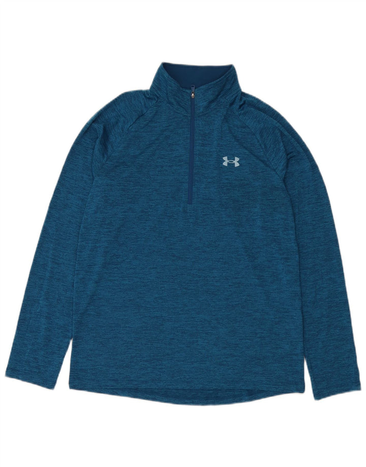 Under Armour Herre Zip Neck Pullover Træningsdragt Top Medium Blue Flecked