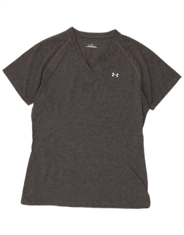 UNDER ARMOUR Womens T-Shirt Top UK 12 Medium Grey Polyester