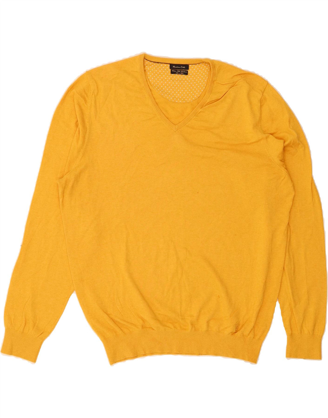 MASSIMO DUTTI Mens V-Neck Jumper Sweater XL Yellow Vintage Massimo Dutti and Second-Hand Massimo Dutti from Messina Hembry 