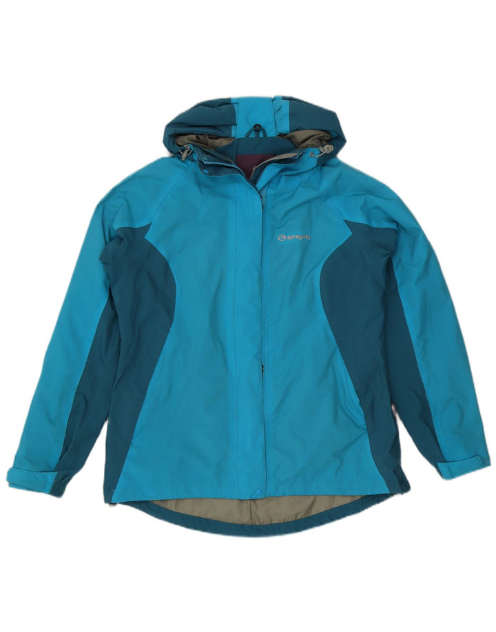 Sprayway Womens Hooded Windbreaker Jacket UK 12 Medium Blue Colourblock