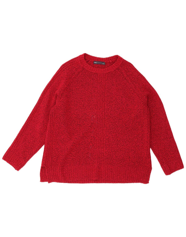 Marks & Spencer Damen-Pullover mit U-Boot-Ausschnitt, Gr. 14, mittelrot meliert