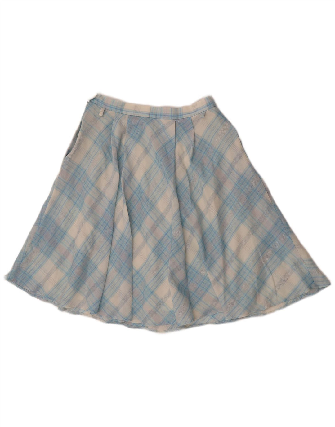 Vintage Damen A-Linienrock W29 Mittelblau kariert
