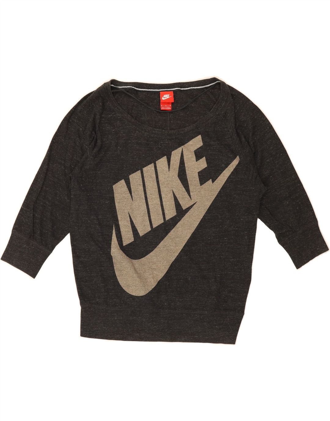 NIKE Womens Oversized Graphic Sweatshirt Jumper UK 14 Medium Grey Flecked Vintage Nike and Second-Hand Nike from Messina Hembry 