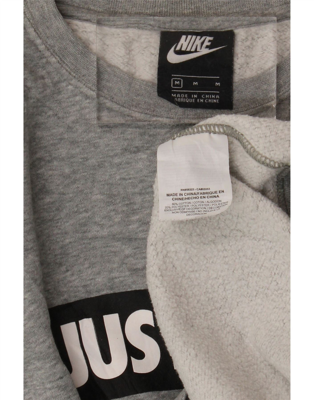 Nike Mens Graphic Sweatshirt Jumper Medium Grey Flecked Cotton