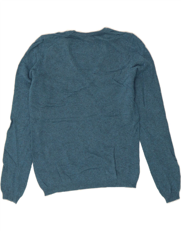 BENETTON Womens V-Neck Jumper Sweater UK 14 Medium Blue Wool Vintage Benetton and Second-Hand Benetton from Messina Hembry 