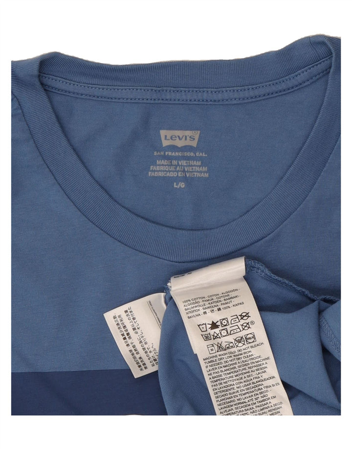 LEVI'S Mens Graphic T-Shirt Top Large Blue Cotton Vintage Levi's and Second-Hand Levi's from Messina Hembry 