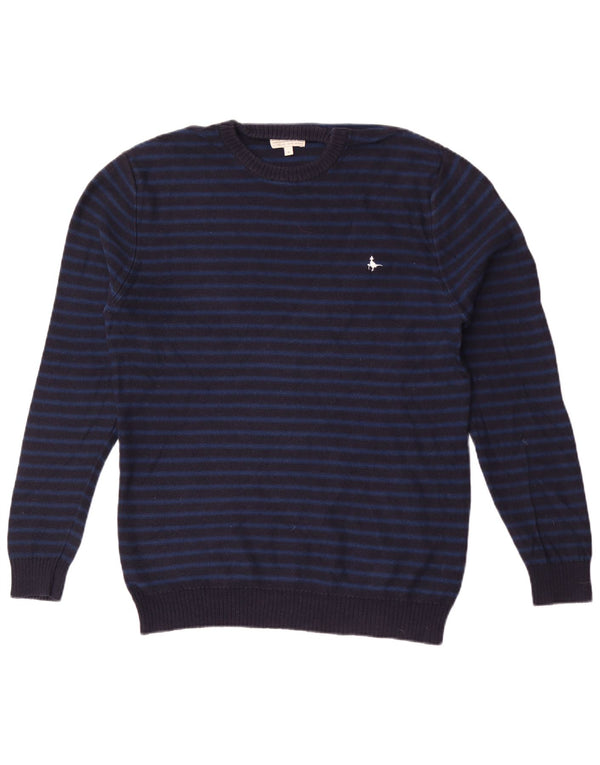 Jack Wills Herre Crew Neck Jumper Sweater Medium Navyblå stribet bomuld