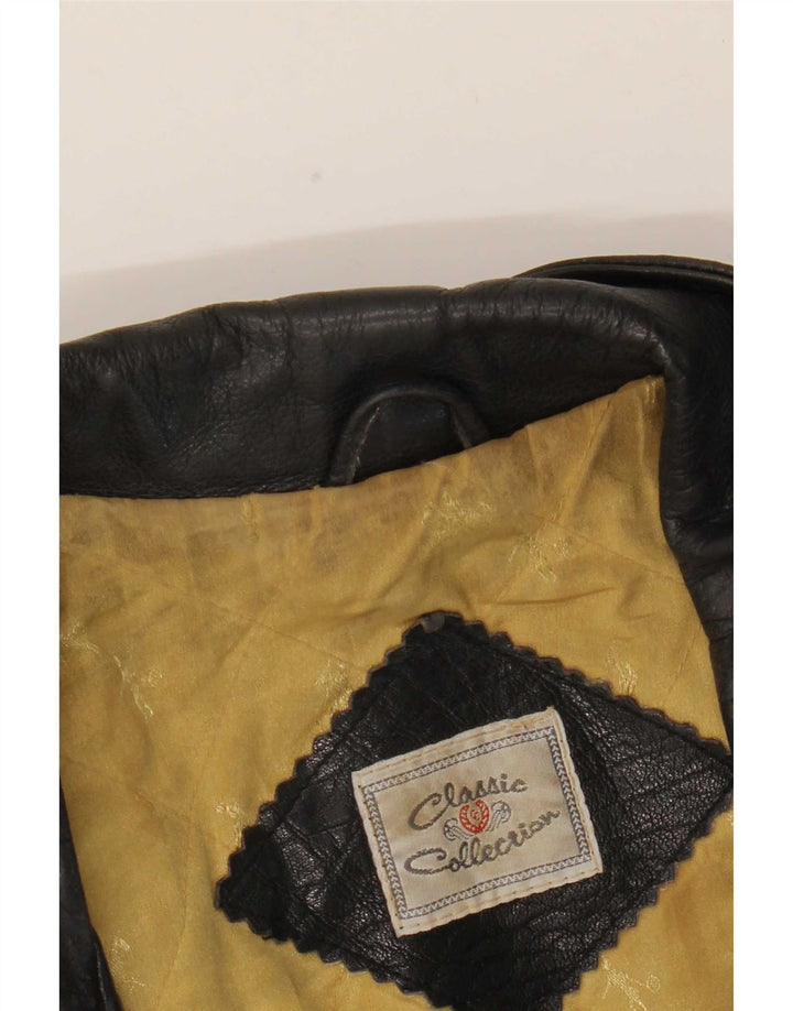CLASSIC Mens Leather Biker Jacket UK 42 XL Black