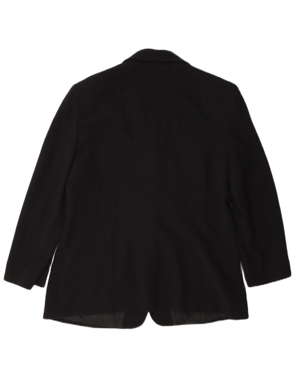 Vintage Womens 5 Button Blazer Jacket UK 14 Large Black Wool
