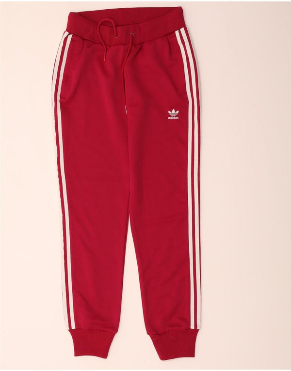 Adidas Womens Tracksuit Trousers Joggers IT 42 Small Red Polyester