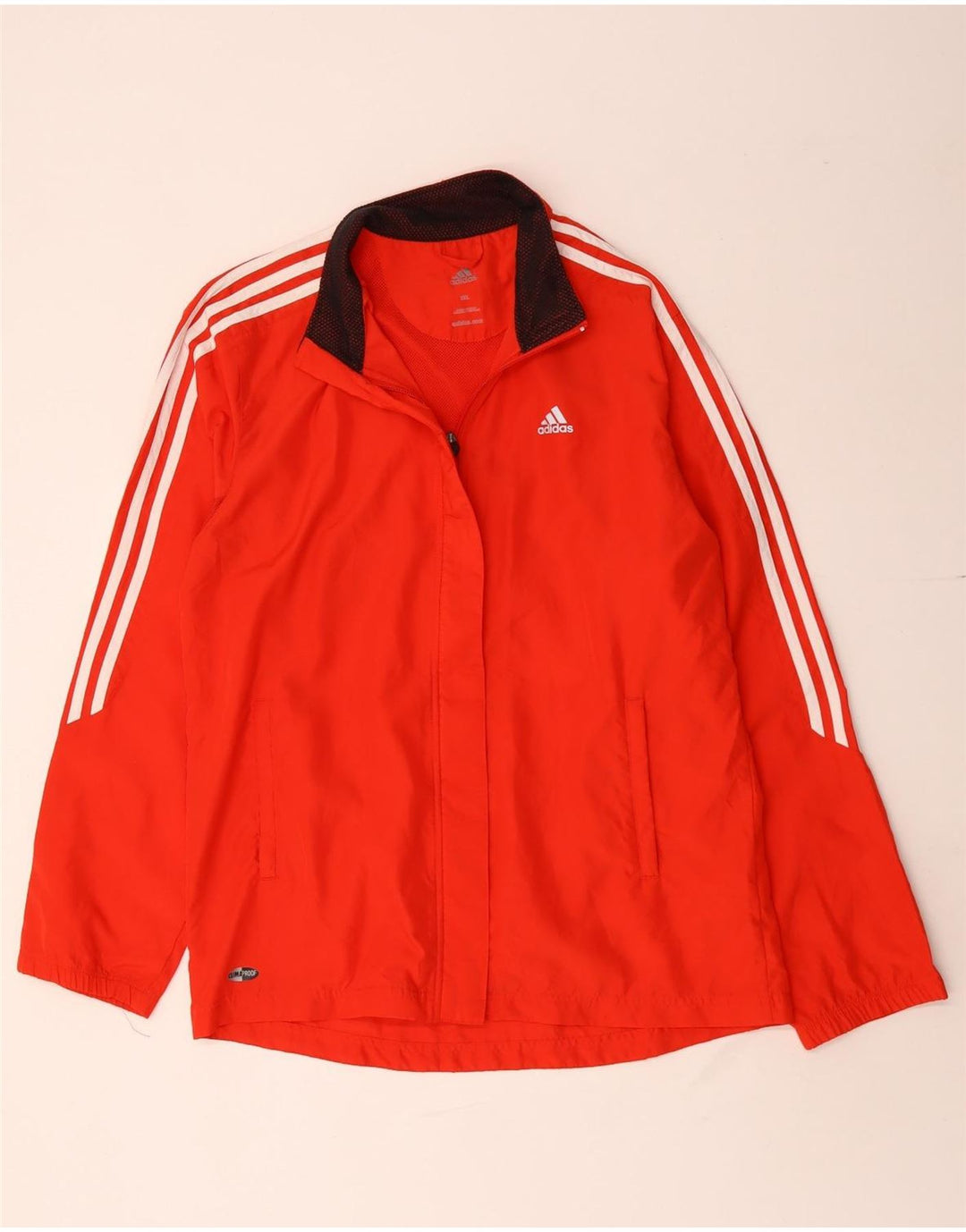 Adidas Womens Clima Proof Tracksuit Top Jacket UK 20 2XL Red Polyester