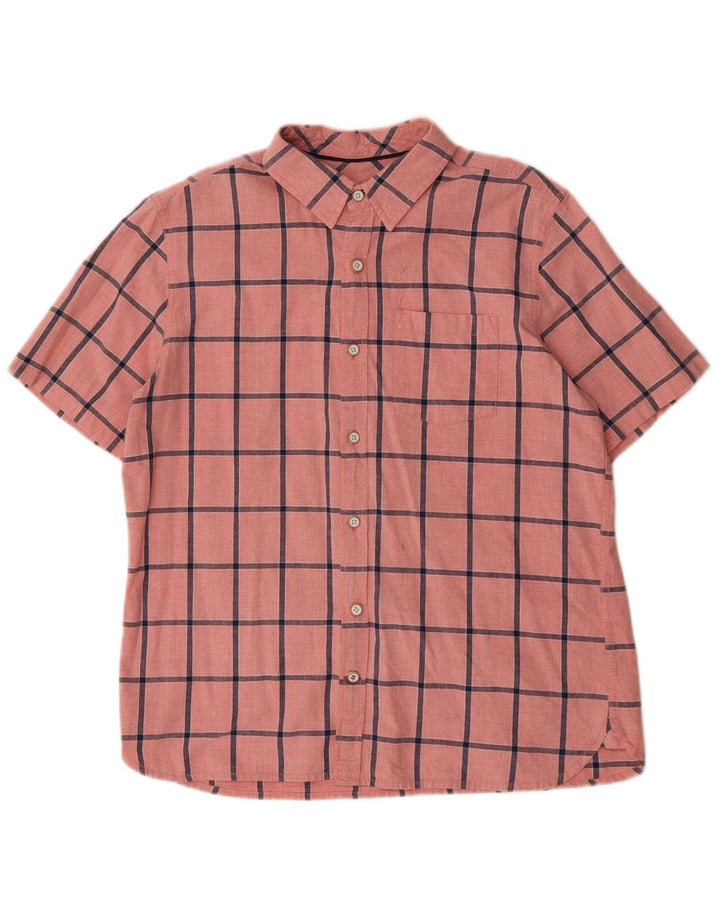 Fat Face Mens Short Sleeve Shirt Large Pink Check Cotton