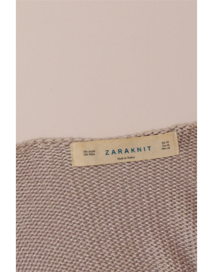 Zara Damen-Pullover mit V-Ausschnitt, Gr. 14, Mittelgrau
