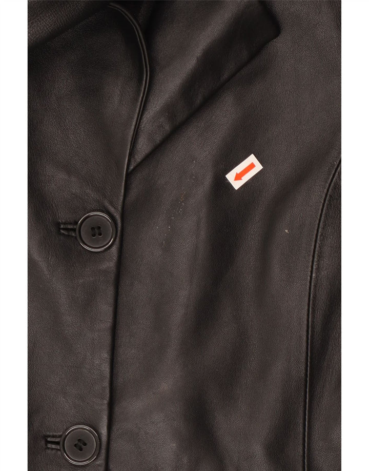 Cofi Womens Leather Coat UK 12 Medium Black Leather