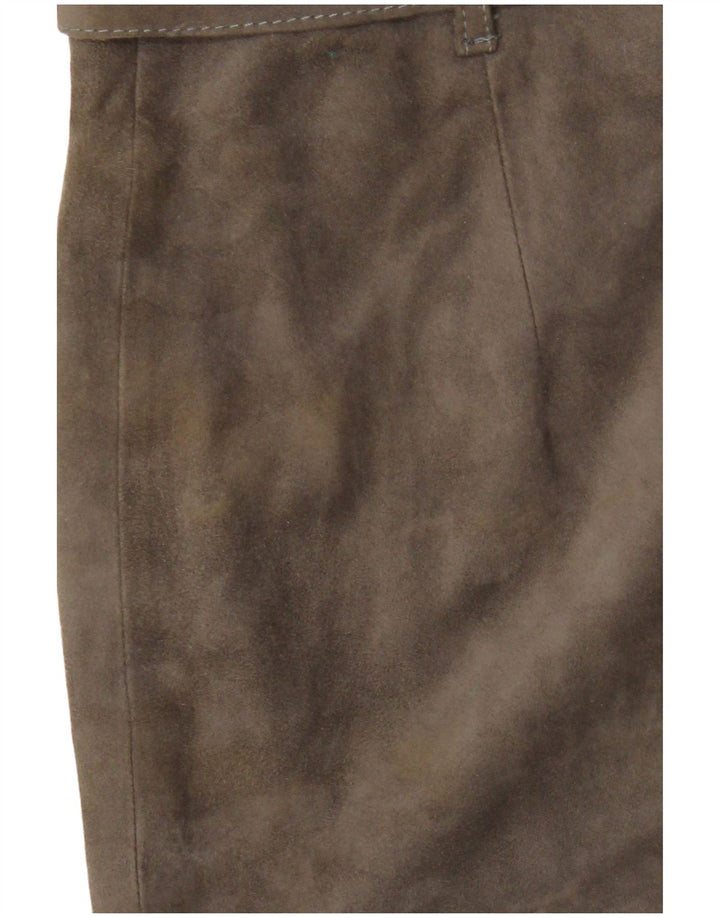 Vintage Womens Suede Skirt IT 44 Medium W26  Khaki Leather