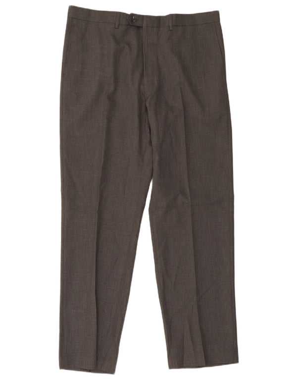 Marks & Spencer Mens Straight Suit Trousers W38 L31 Grey Polyester