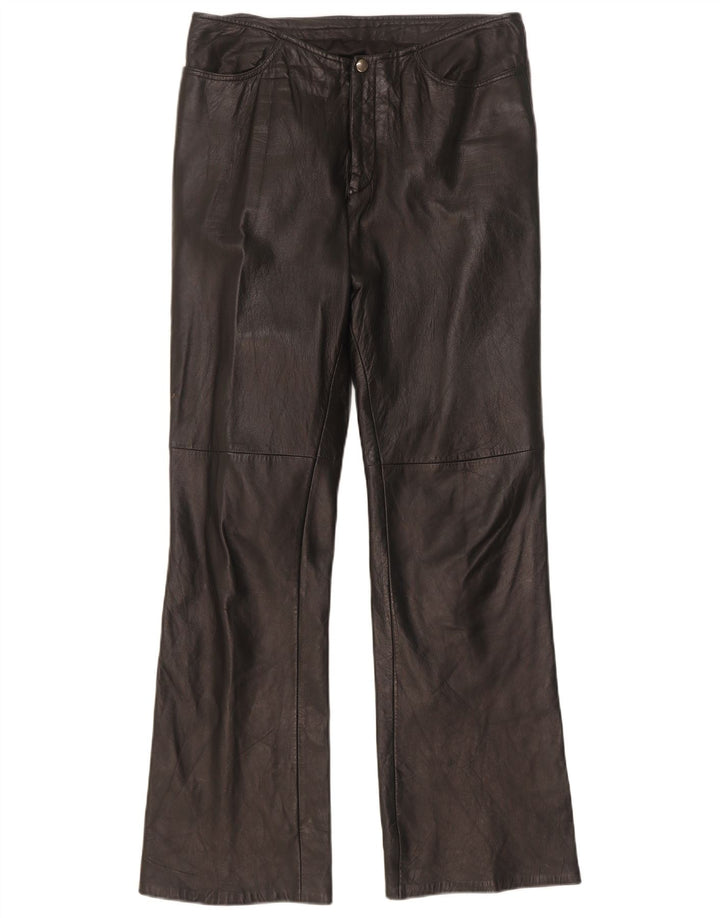 Pantaloni in pelle bootcut da donna Dakota W30 L31 neri