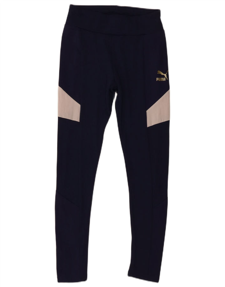 Legginsy damskie Puma UK 10, małe, granatowe, z poliestru w blokach kolorów