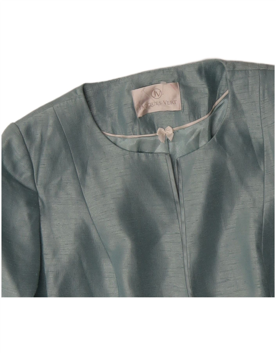 Jacques Vert Womens 3/4 Sleeve Crop Blazer Jacket UK 16 Large Blue Viscose