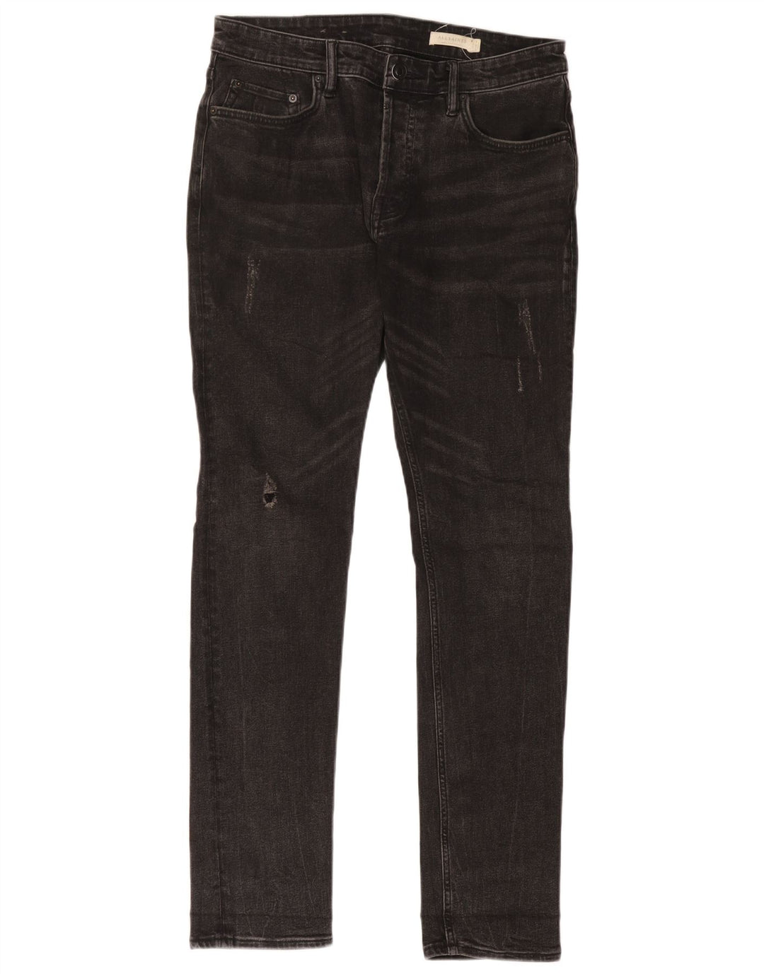 All Saints Mens Distressed Slim Jeans W30 L32 Black Cotton