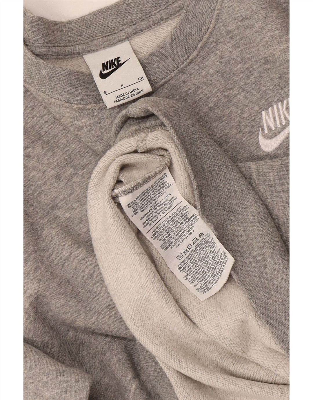 Nike Herren Sweatshirt Pullover Small Grau Baumwolle