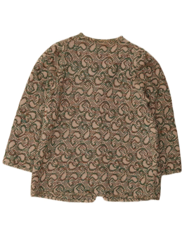 Vintage Damen Cardigan Pullover IT 46 Große Khaki Paisley Wolle