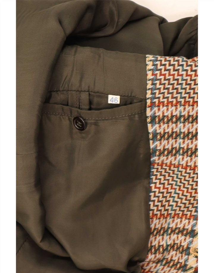 Romano Mens 3 Button Blazer Jacket IT 46 Small Brown Houndstooth