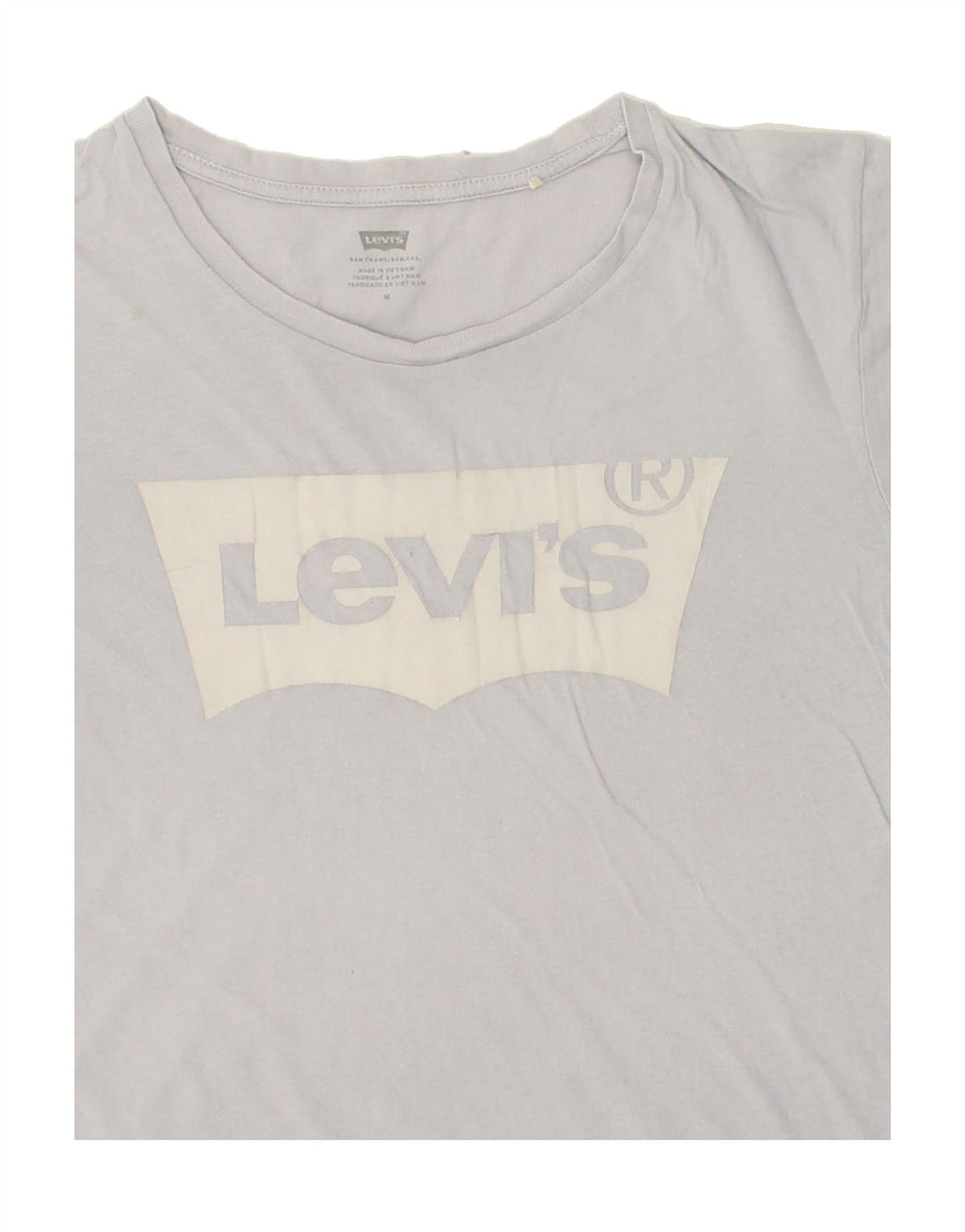 LEVI'S Womens Graphic T-Shirt Top UK 14 Medium Grey Cotton Vintage Levi's and Second-Hand Levi's from Messina Hembry 