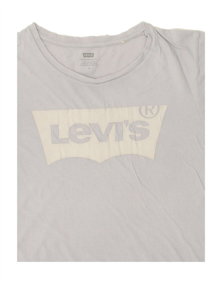 LEVI'S Womens Graphic T-Shirt Top UK 14 Medium Grey Cotton Vintage Levi's and Second-Hand Levi's from Messina Hembry 