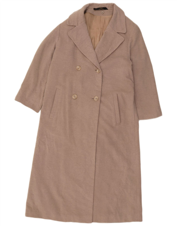 Marks & Spencer Dame Dobbeltradet Frakke UK 12 Medium Beige Uld