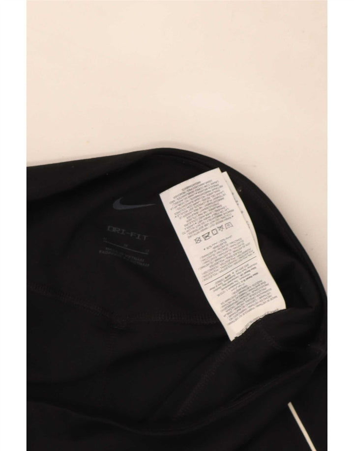 Nike Womens Dri Fit Graphic Crop Leggings UK 12 Medium Black Polyester