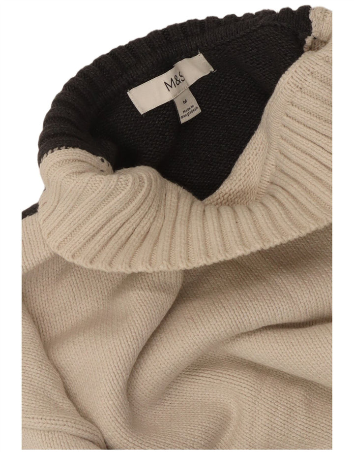 MARKS & SPENCER Womens Turtle Neck Jumper Sweater UK 14 Medium White