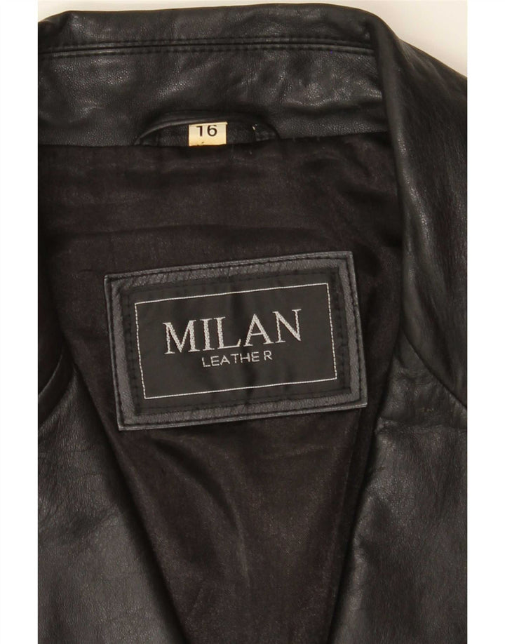 Milan Veste blazer en cuir à 2 boutons pour femme UK 16 Large Noir