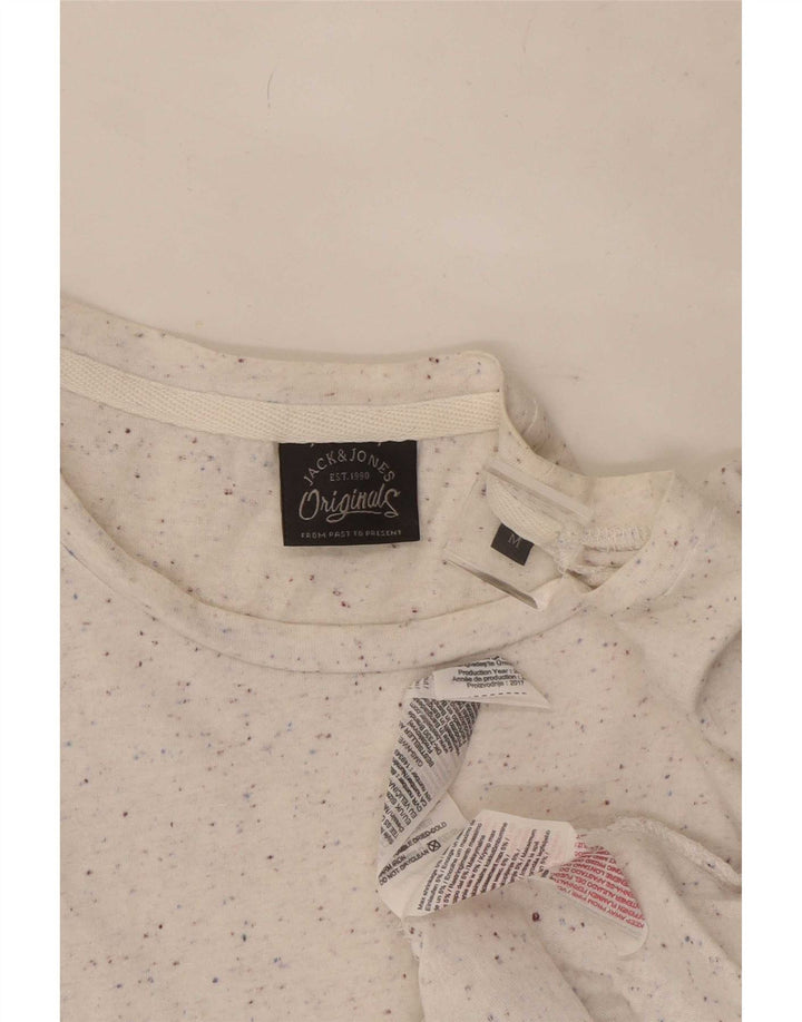 Jack & Jones Mens T-Shirt Top Medium White Flecked Cotton