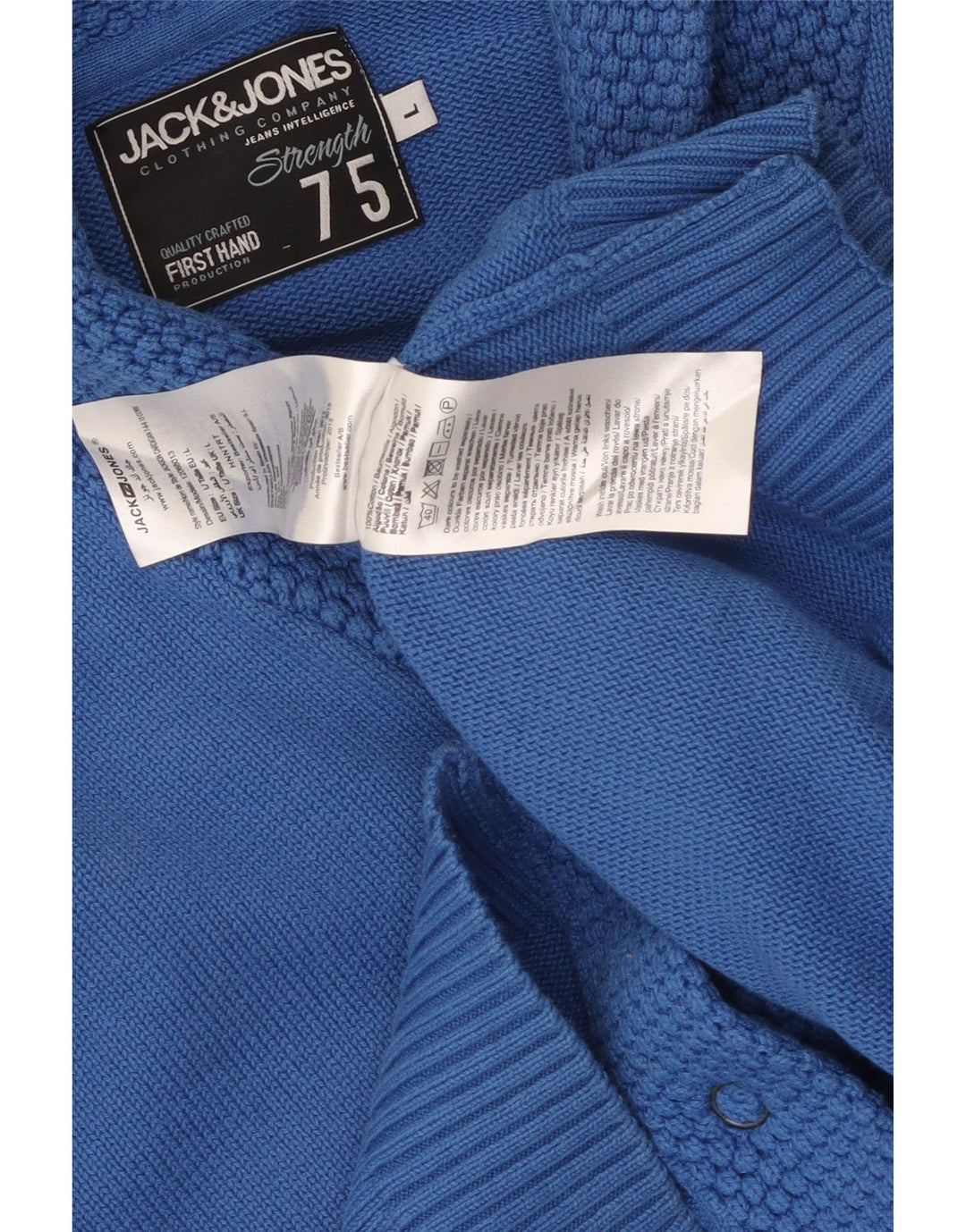 Jack & Jones Mens Cardigan Sweater Large Blue Cotton