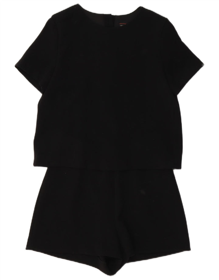 Zara Womens Playsuit UK 12 Medium Black Polyester