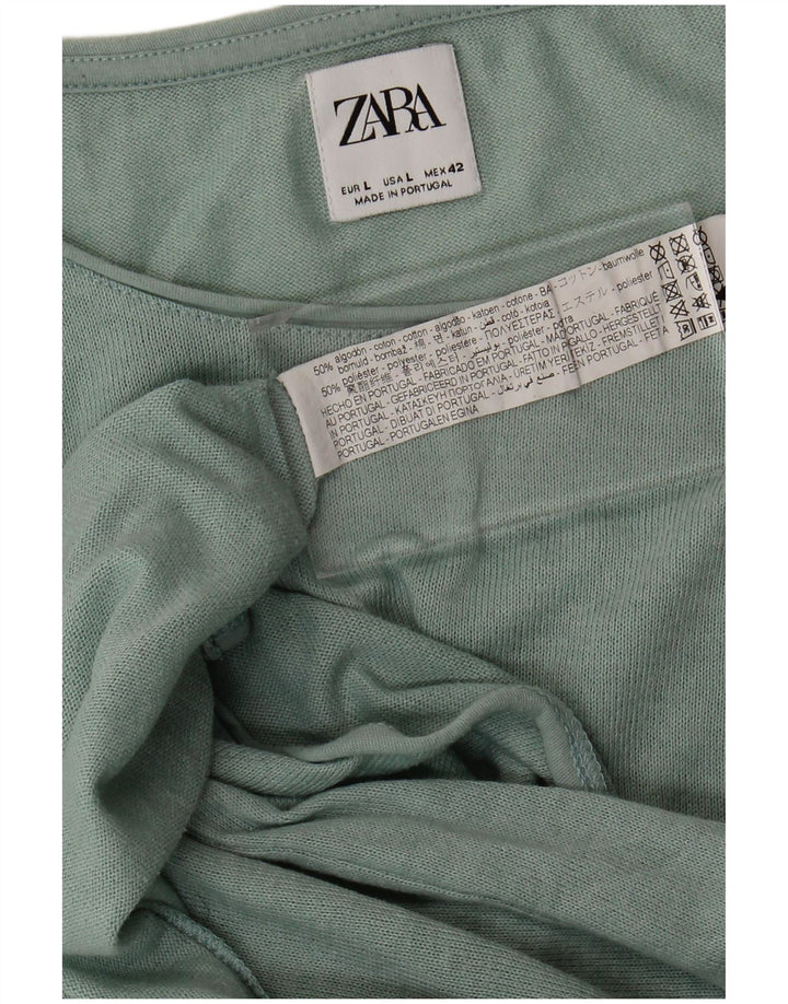 Zara Mens T-Shirt Top Large Green Cotton