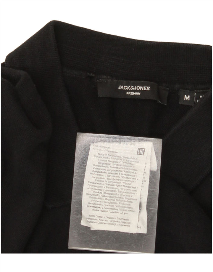 JACK & JONES Mens Polo Neck Jumper Sweater Medium Black Cotton Vintage Jack & Jones and Second-Hand Jack & Jones from Messina Hembry 