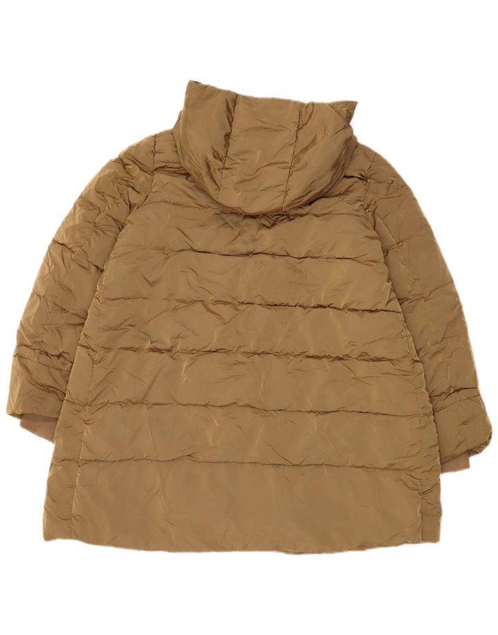 Damska kurtka z kapturem, oversize, wyściełana Zara UK 14, średni khaki, poliamid
