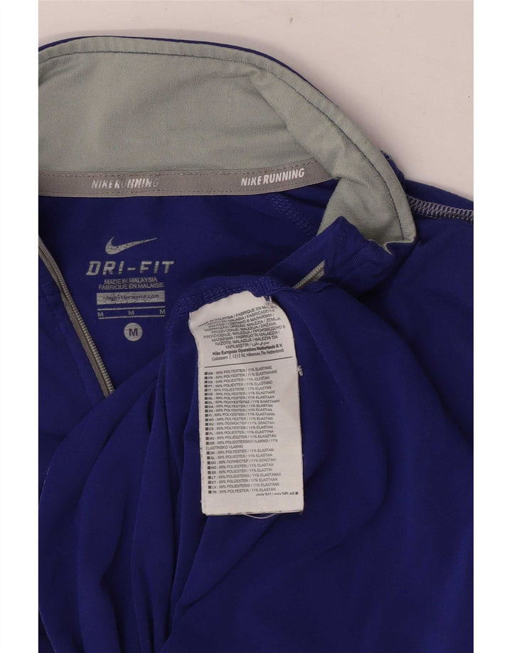 Top della tuta da ginnastica Nike Dri Fit con collo e zip da donna UK 12 Blu medio