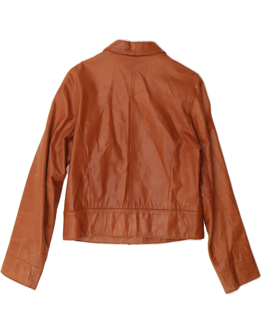 OFFSET Womens Crop Leather Jacket UK 12 Medium Brown Leather Vintage Offset and Second-Hand Offset from Messina Hembry 