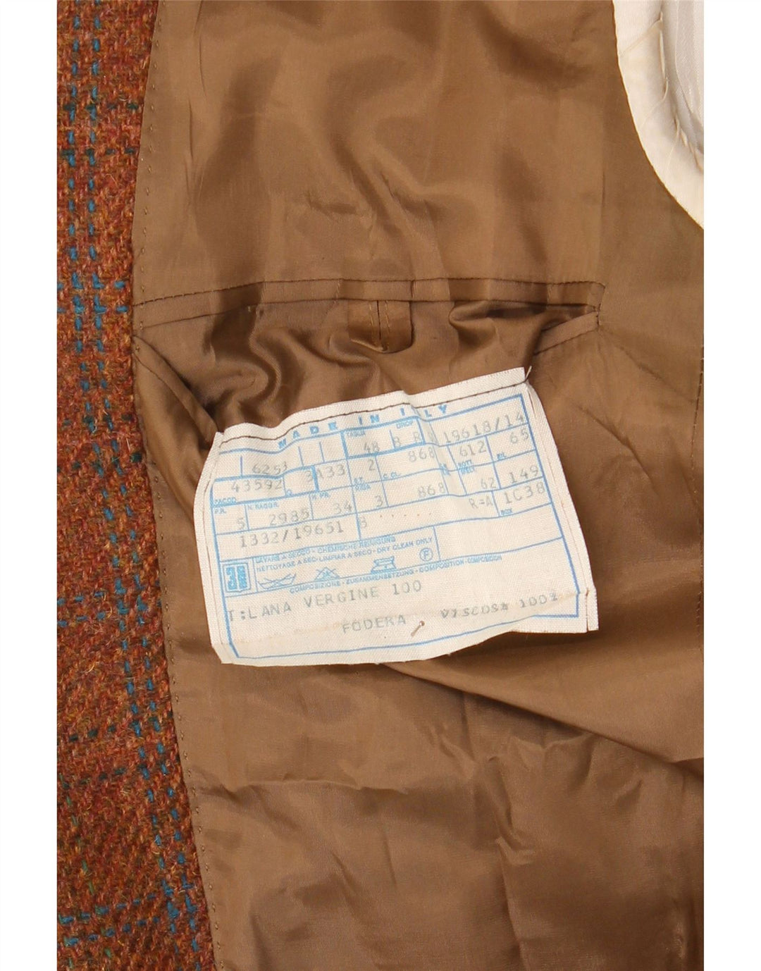 Vintage Mens 2 Button Blazer Jacket IT 48 Medium Brown Check Virgin Wool