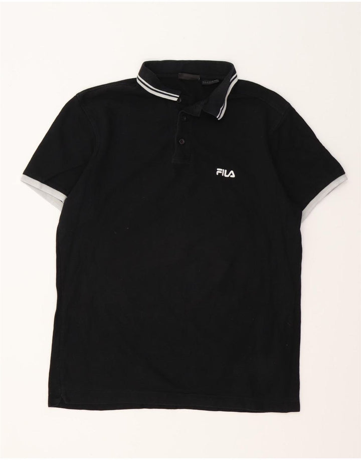 FILA Mens Polo Shirt Medium Black Cotton Vintage Fila and Second-Hand Fila from Messina Hembry 
