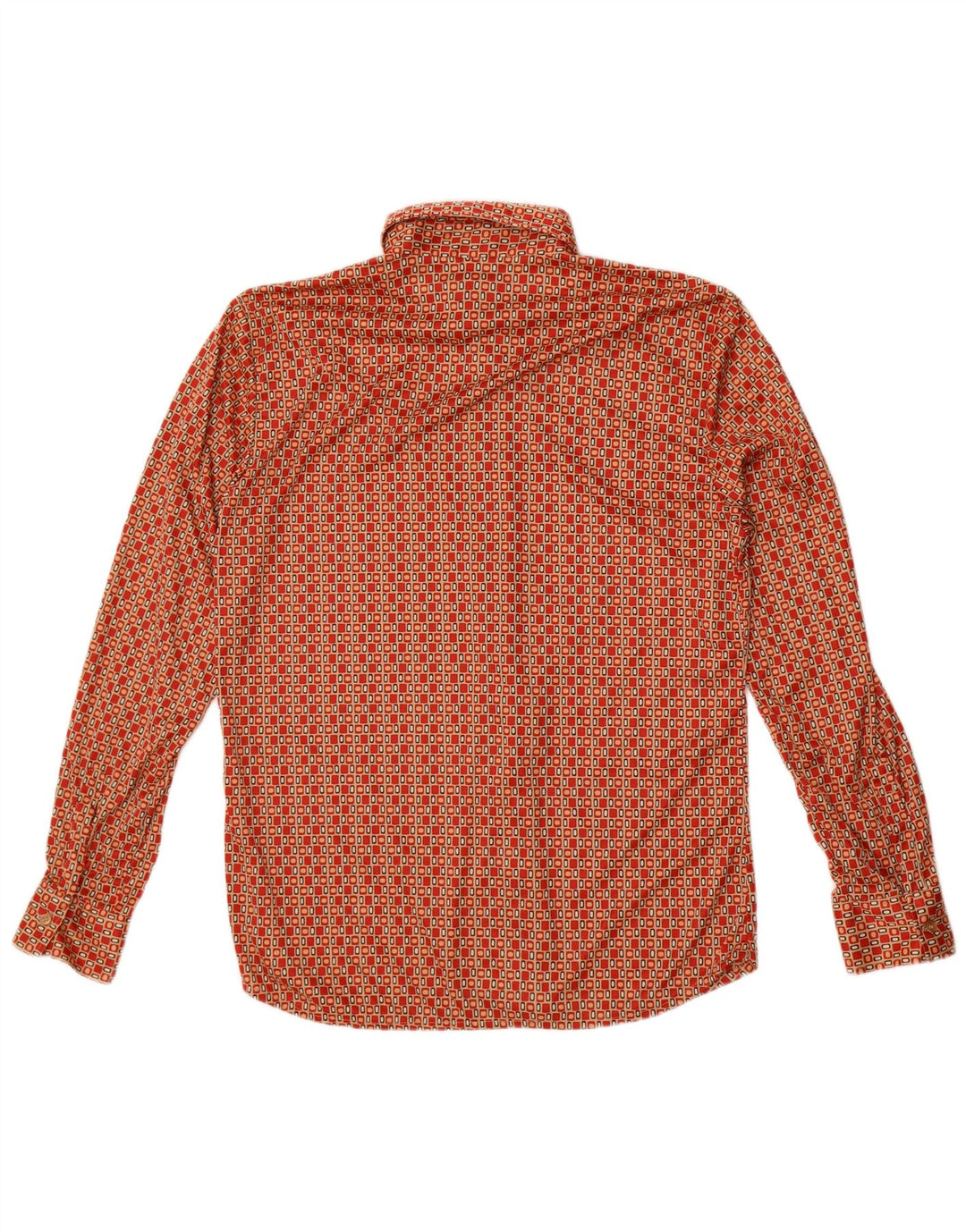 Hacienda Pvblica Herrenhemd Mittelrotes geometrisches Polyester