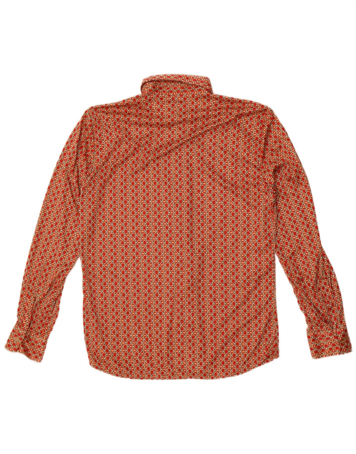 Hacienda Pvblica Herrenhemd Mittelrotes geometrisches Polyester
