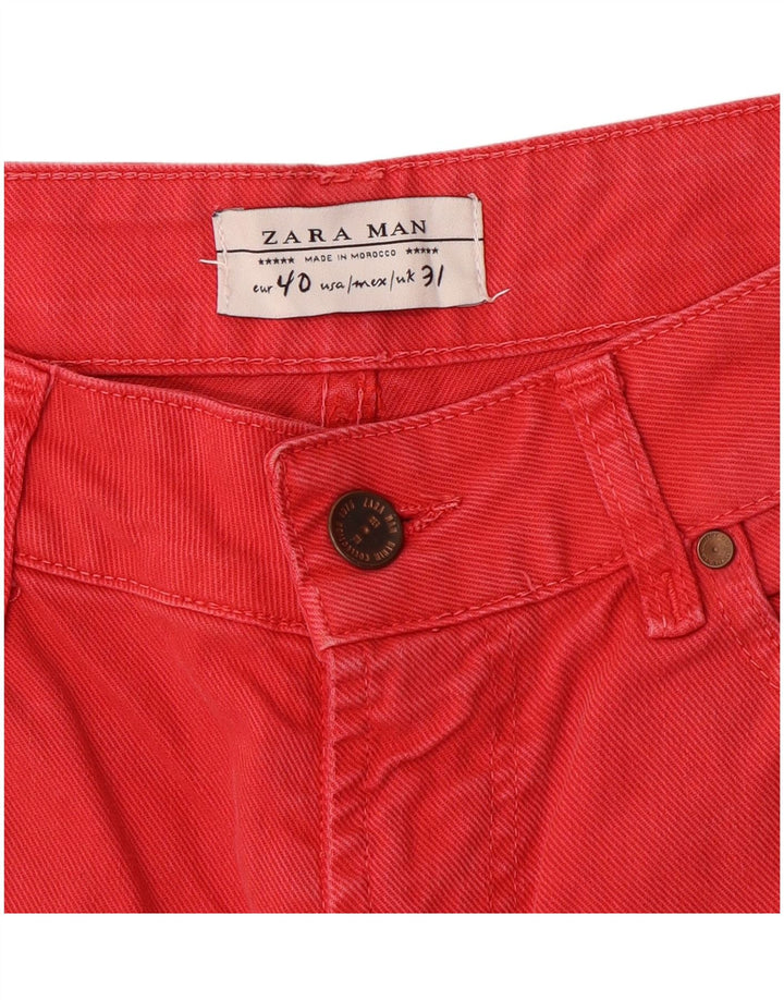 Zara Mens Denim Shorts EU 40 Medium W31  Red