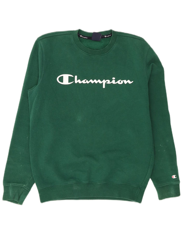 Champion Mens Graphic Sweatshirt Jumper Medium Green Cotton